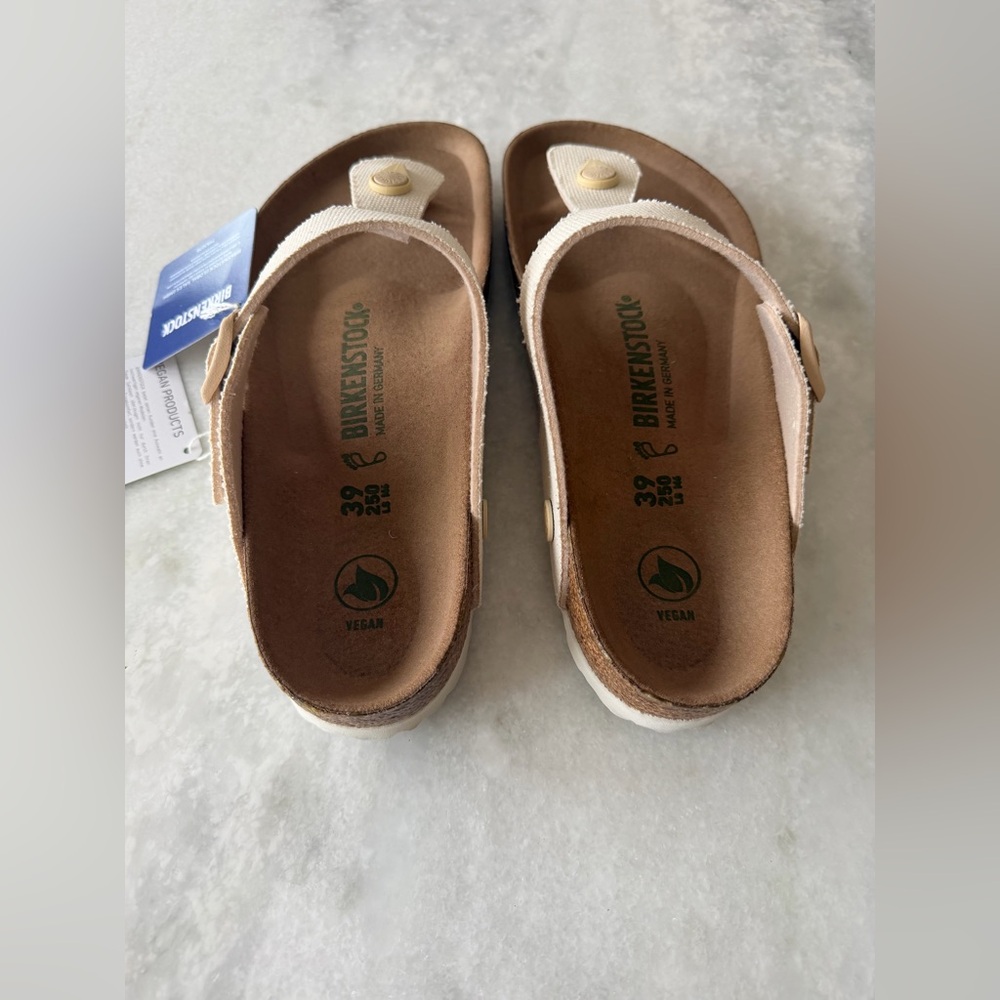 Birkenstock | Vegan Gizeh Canvas Eggshell Sandals | 39 | NWT - Picture 9 of 10